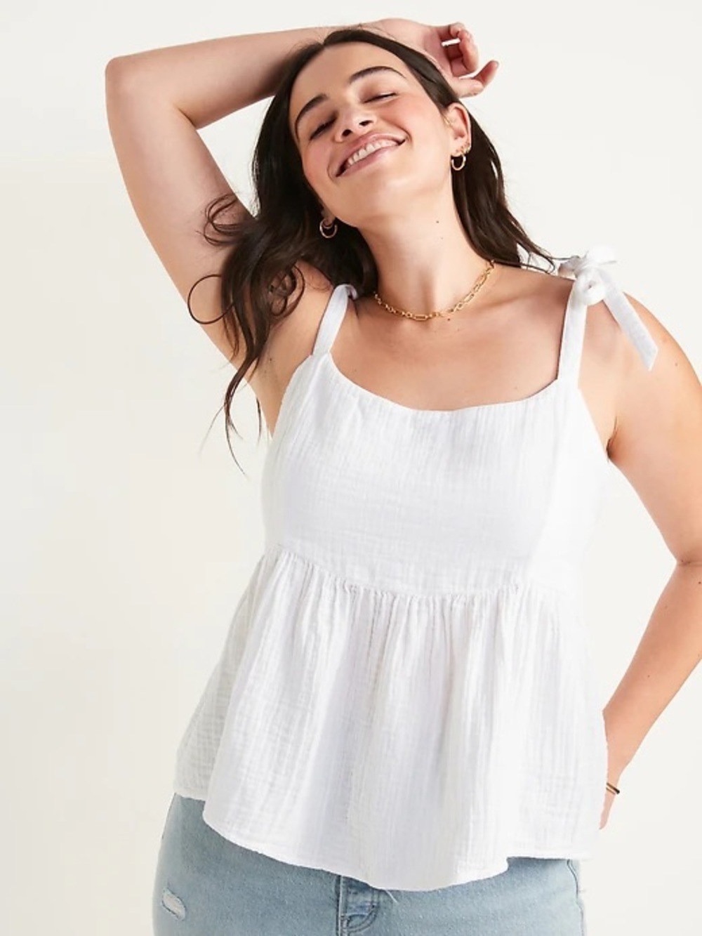 Old navy tie shoulder waist defined swing cami blouse